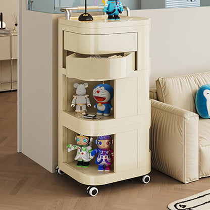 Contemporary Nordic ABS Stainless Steel Square Movable Storage Cart End Table With 2/3/4 Tiers For Bedroom And Living Room
