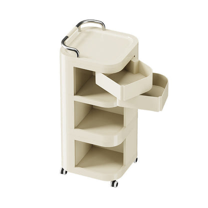 Contemporary Nordic ABS Stainless Steel Square Movable Storage Cart End Table With 2/3/4 Tiers For Bedroom And Living Room