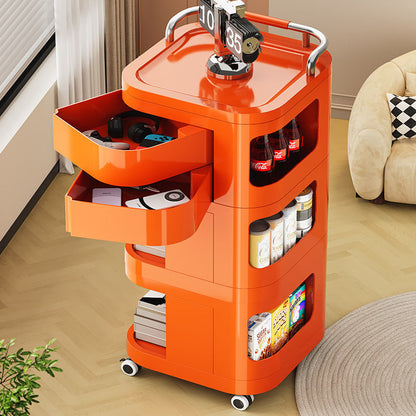 Contemporary Nordic ABS Stainless Steel Square Movable Storage Cart End Table With 2/3/4 Tiers For Bedroom And Living Room