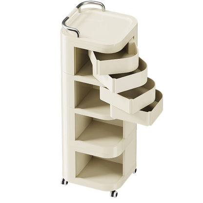 Contemporary Nordic ABS Stainless Steel Square Movable Storage Cart End Table With 2/3/4 Tiers For Bedroom And Living Room