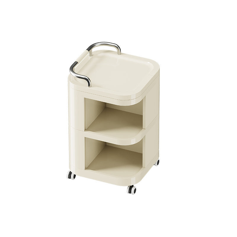 Contemporary Nordic ABS Stainless Steel Square Movable Storage Cart End Table With 2/3/4 Tiers For Bedroom And Living Room