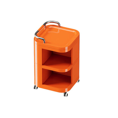 Contemporary Nordic ABS Stainless Steel Square Movable Storage Cart End Table With 2/3/4 Tiers For Bedroom And Living Room
