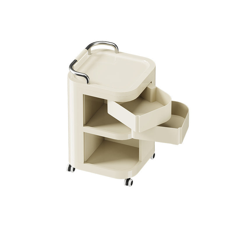 Contemporary Nordic ABS Stainless Steel Square Movable Storage Cart End Table With 2/3/4 Tiers For Bedroom And Living Room