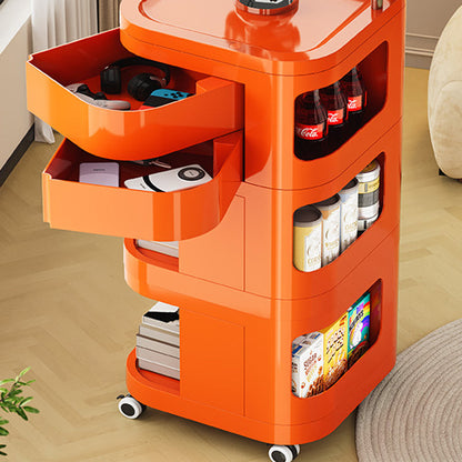 Contemporary Nordic ABS Stainless Steel Square Movable Storage Cart End Table With 2/3/4 Tiers For Bedroom And Living Room