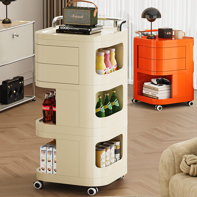 Contemporary Nordic ABS Stainless Steel Square Movable Storage Cart End Table With 2/3/4 Tiers For Bedroom And Living Room