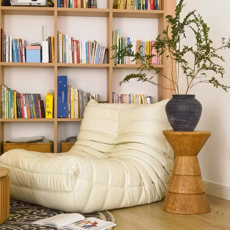 Traditional Farmhouse Magnesium Oxide Round Stump Side Table With Wood Grain Texture For Living Room And Bedroom