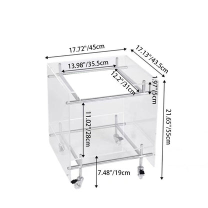 Contemporary Nordic Acrylic And Stainless Steel Square Movable Side Table With 2 Tiers For Living Room And Bedroom