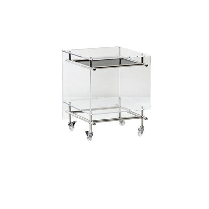 Contemporary Nordic Acrylic And Stainless Steel Square Movable Side Table With 2 Tiers For Living Room And Bedroom