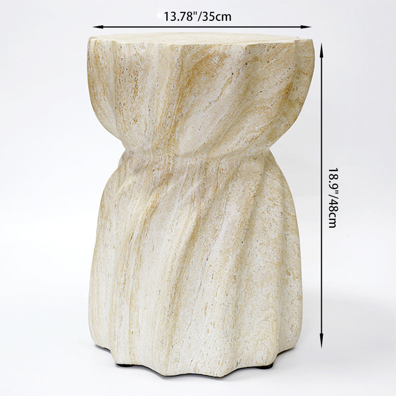 Modern Art Deco Magnesium Oxide Lotus Column End Table For Living Room And Bedroom