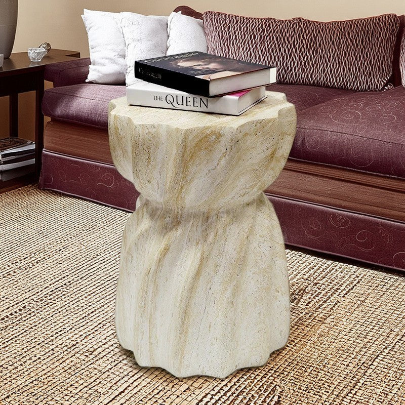 Modern Art Deco Magnesium Oxide Lotus Column End Table For Living Room And Bedroom