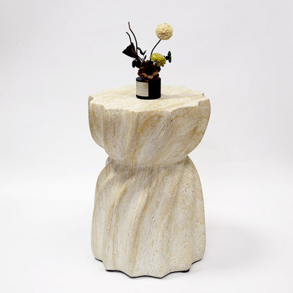 Modern Art Deco Magnesium Oxide Lotus Column End Table For Living Room And Bedroom