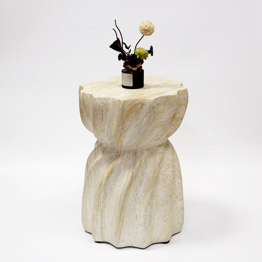 Modern Art Deco Magnesium Oxide Lotus Column End Table For Living Room And Bedroom