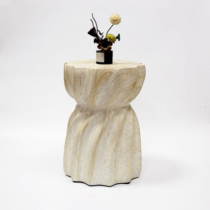 Modern Art Deco Magnesium Oxide Lotus Column End Table For Living Room And Bedroom