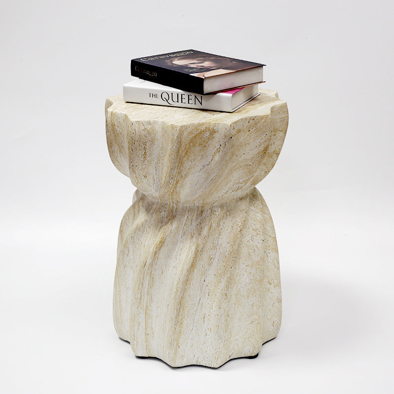 Modern Art Deco Magnesium Oxide Lotus Column End Table For Living Room And Bedroom