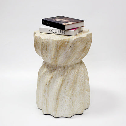 Modern Art Deco Magnesium Oxide Lotus Column End Table For Living Room And Bedroom