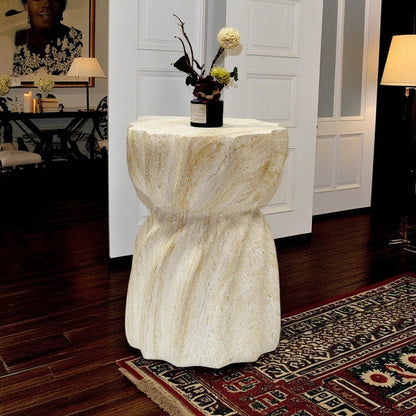 Modern Art Deco Magnesium Oxide Lotus Column End Table For Living Room And Bedroom
