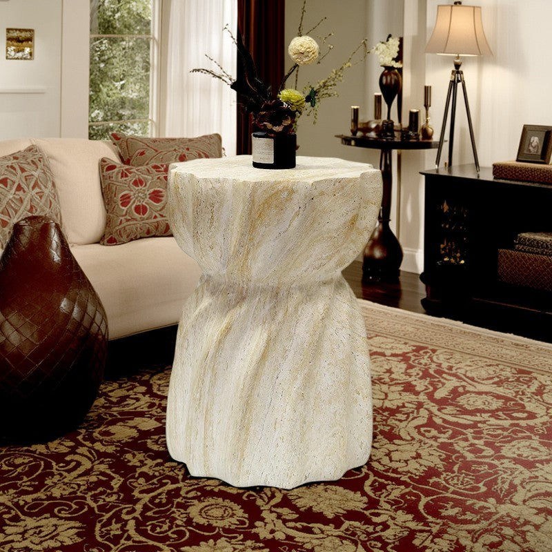 Modern Art Deco Magnesium Oxide Lotus Column End Table For Living Room And Bedroom