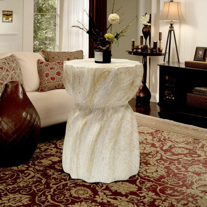 Modern Art Deco Magnesium Oxide Lotus Column End Table For Living Room And Bedroom
