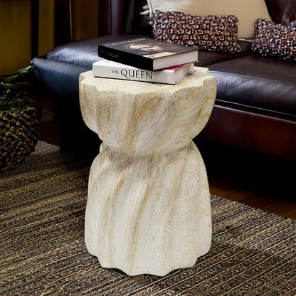 Modern Art Deco Magnesium Oxide Lotus Column End Table For Living Room And Bedroom