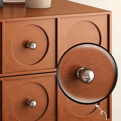 Contemporary Retro Wood & Stainless Steel Square Liftable Nightstand With 3 Drawers And Swivel Wheels For Bedroom Or Living Room