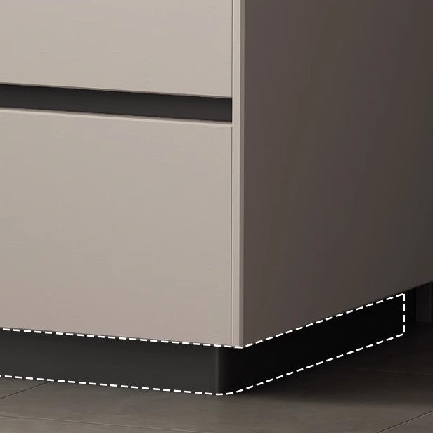 Modern Minimalist Slab Solid Wood & Microfiber Leather Rectangular Nightstand With 2 Drawers For Bedroom