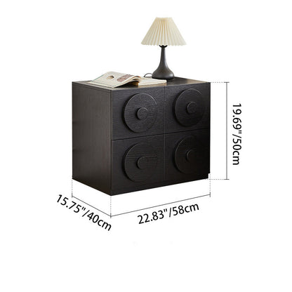 Contemporary Retro Solid Wood Square Combination Nightstand With 1-Drawer & 1-Cabinet For Bedroom Or Living Room