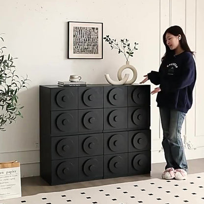 Contemporary Retro Solid Wood Square Combination Nightstand With 1-Drawer & 1-Cabinet For Bedroom Or Living Room
