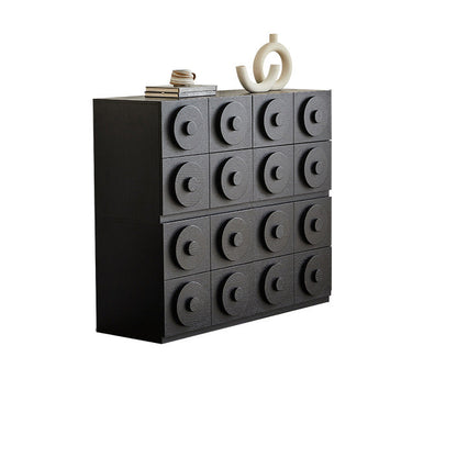 Contemporary Retro Solid Wood Square Combination Nightstand With 1-Drawer & 1-Cabinet For Bedroom Or Living Room
