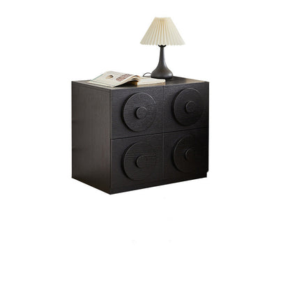 Contemporary Retro Solid Wood Square Combination Nightstand With 1-Drawer & 1-Cabinet For Bedroom Or Living Room