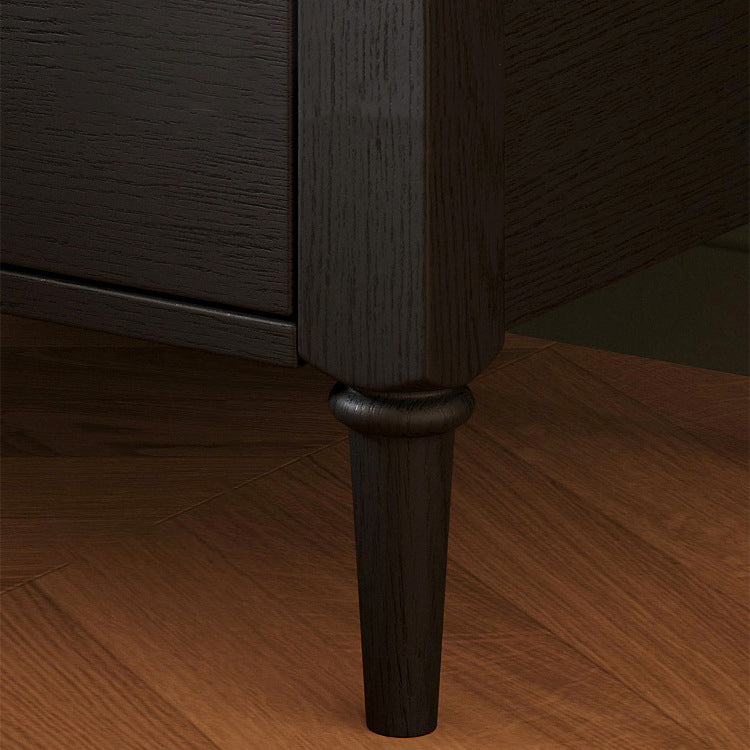 Traditional French Ash Wood Pine Wood Rectangular Nightstand With 2 Drawers For Bedroom