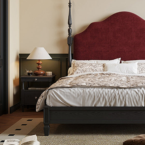 Traditional French Ash Wood Pine Wood Rectangular Nightstand With 2 Drawers For Bedroom