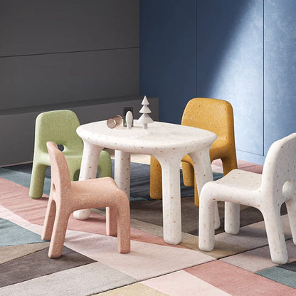 Contemporary Nordic PE Oval Kids Colorful Safe Desk & Chair Set For Living Room & Study