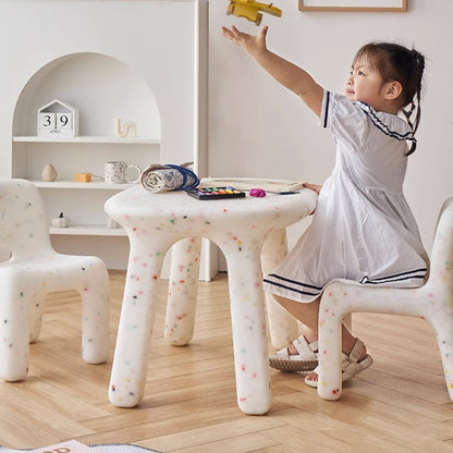 Contemporary Nordic PE Oval Kids Colorful Safe Desk & Chair Set For Living Room & Study