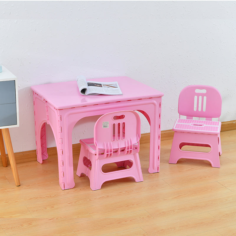 Modern Minimalist PP Hollow Rectangular Kids Dining Table & Chair Set With Foldable Design For Dining Room Or Living Room