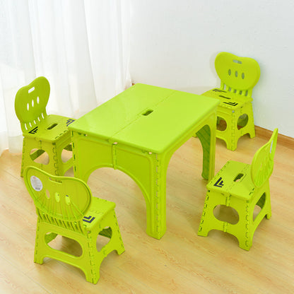 Modern Minimalist PP Hollow Rectangular Kids Dining Table & Chair Set With Foldable Design For Dining Room Or Living Room