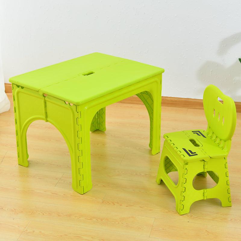 Modern Minimalist PP Hollow Rectangular Kids Dining Table & Chair Set With Foldable Design For Dining Room Or Living Room