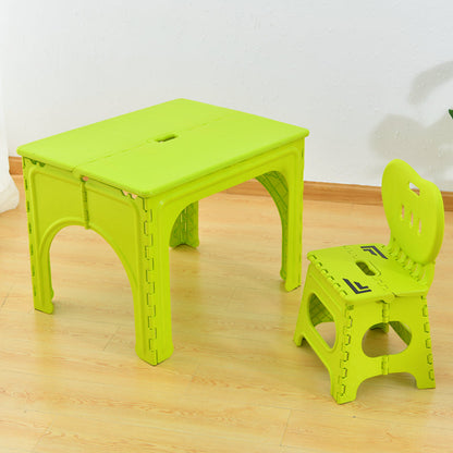 Modern Minimalist PP Hollow Rectangular Kids Dining Table & Chair Set With Foldable Design For Dining Room Or Living Room