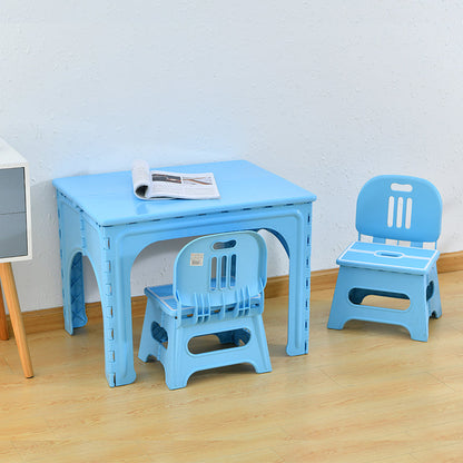 Modern Minimalist PP Hollow Rectangular Kids Dining Table & Chair Set With Foldable Design For Dining Room Or Living Room