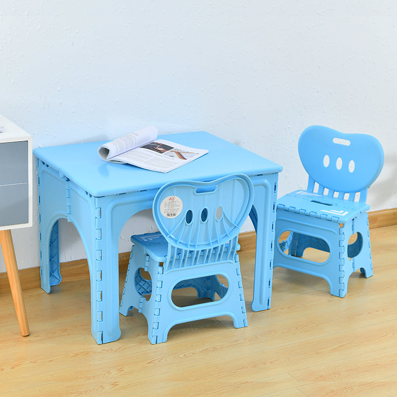 Modern Minimalist PP Hollow Rectangular Kids Dining Table & Chair Set With Foldable Design For Dining Room Or Living Room