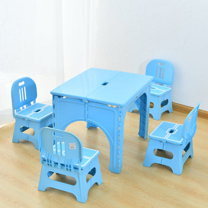 Modern Minimalist PP Hollow Rectangular Kids Dining Table & Chair Set With Foldable Design For Dining Room Or Living Room