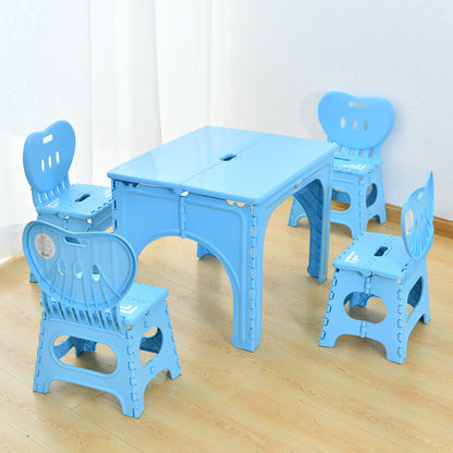 Modern Minimalist PP Hollow Rectangular Kids Dining Table & Chair Set With Foldable Design For Dining Room Or Living Room