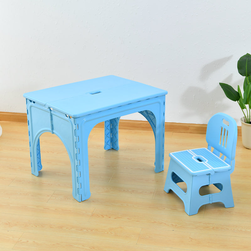 Modern Minimalist PP Hollow Rectangular Kids Dining Table & Chair Set With Foldable Design For Dining Room Or Living Room