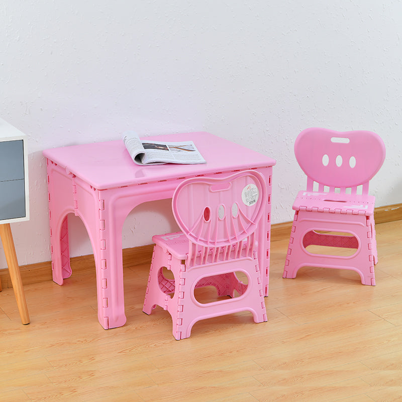 Modern Minimalist PP Hollow Rectangular Kids Dining Table & Chair Set With Foldable Design For Dining Room Or Living Room