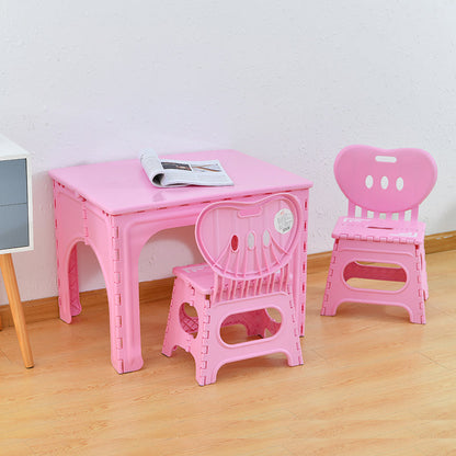 Modern Minimalist PP Hollow Rectangular Kids Dining Table & Chair Set With Foldable Design For Dining Room Or Living Room