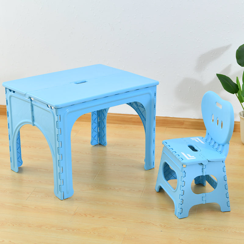 Modern Minimalist PP Hollow Rectangular Kids Dining Table & Chair Set With Foldable Design For Dining Room Or Living Room