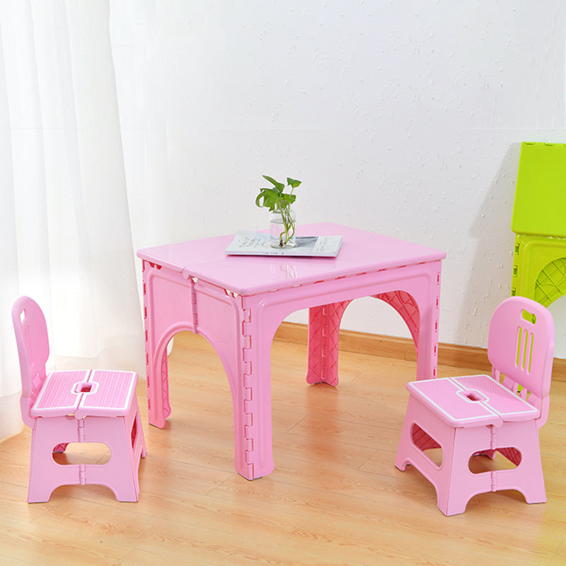 Modern Minimalist PP Hollow Rectangular Kids Dining Table & Chair Set With Foldable Design For Dining Room Or Living Room