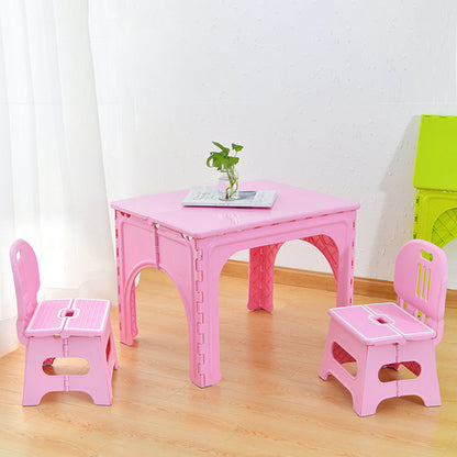 Modern Minimalist PP Hollow Rectangular Kids Dining Table & Chair Set With Foldable Design For Dining Room Or Living Room
