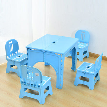 Modern Minimalist PP Hollow Rectangular Kids Dining Table & Chair Set With Foldable Design For Dining Room Or Living Room