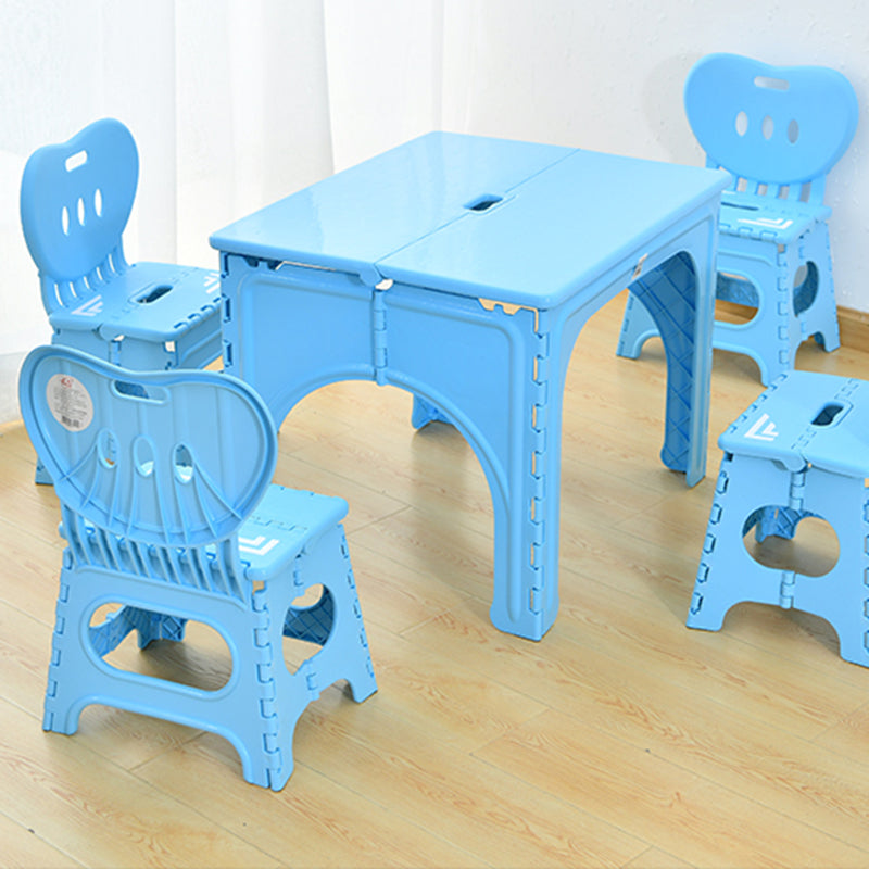 Modern Minimalist PP Hollow Rectangular Kids Dining Table & Chair Set With Foldable Design For Dining Room Or Living Room