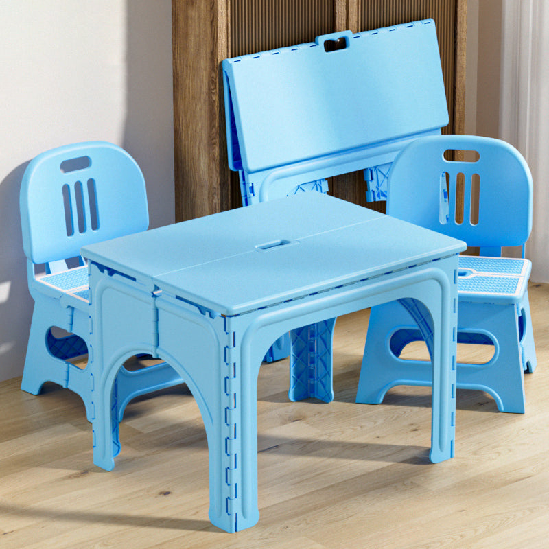 Modern Minimalist PP Hollow Rectangular Kids Dining Table & Chair Set With Foldable Design For Dining Room Or Living Room